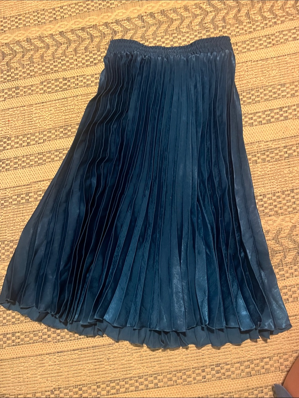 Max Studio Navy Pleated Midi Skirt